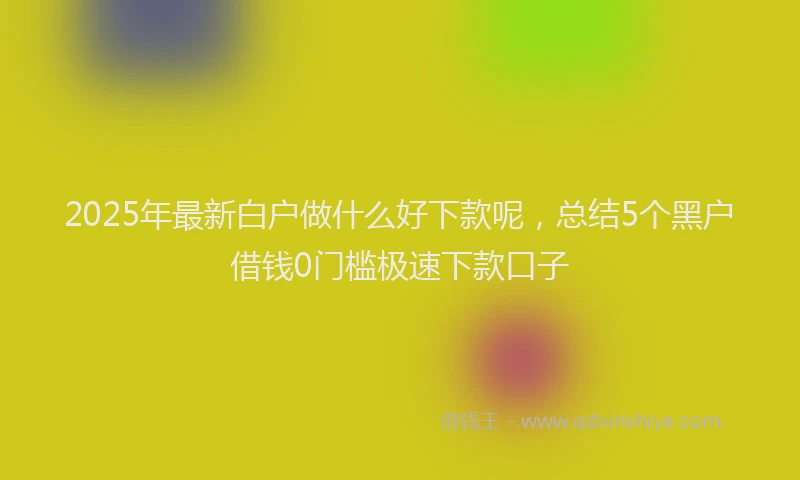 2025年最新白户做什么好下款呢，总结5个黑户借钱0门槛极速下款口子