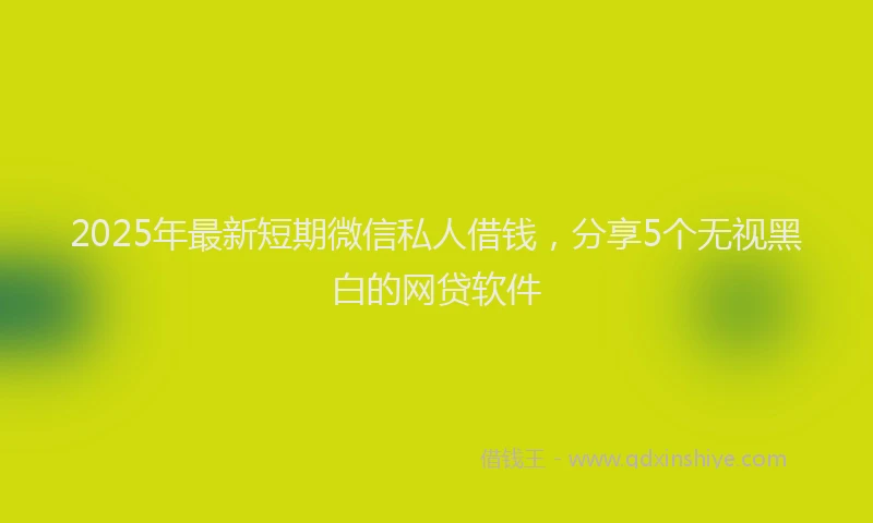 2025年最新短期微信私人借钱，分享5个无视黑白的网贷软件