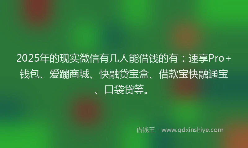 2025年的现实微信有几人能借钱的有：速享Pro+钱包、爱蹦商城、快融贷宝盒、借款宝快融通宝、口袋贷等。