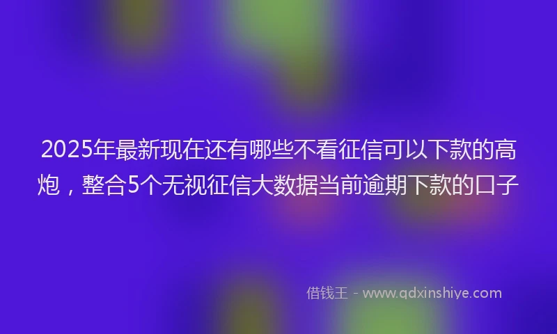 2025年最新现在还有哪些不看征信可以下款的高炮，整合5个无视征信大数据当前逾期下款的口子