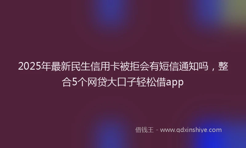 2025年最新民生信用卡被拒会有短信通知吗,整合5个网贷大口子轻松借app