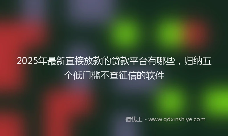 2025年最新直接放款的贷款平台有哪些，归纳五个低门槛不查征信的软件