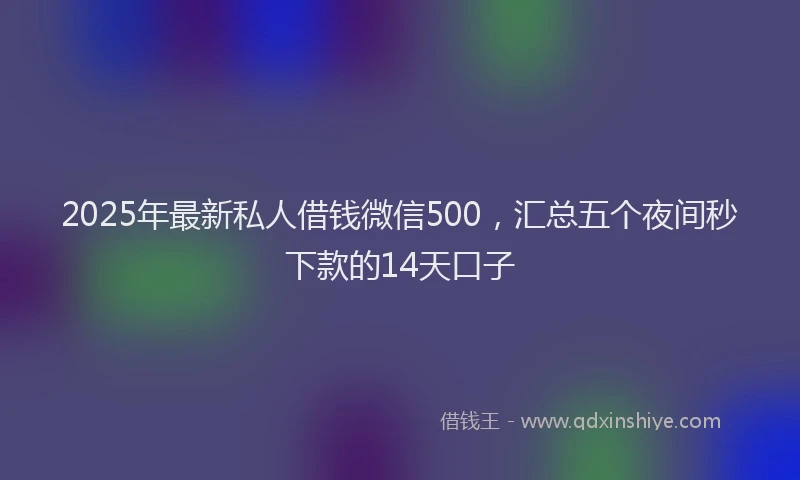 2025年最新私人借钱微信500，汇总五个夜间秒下款的14天口子