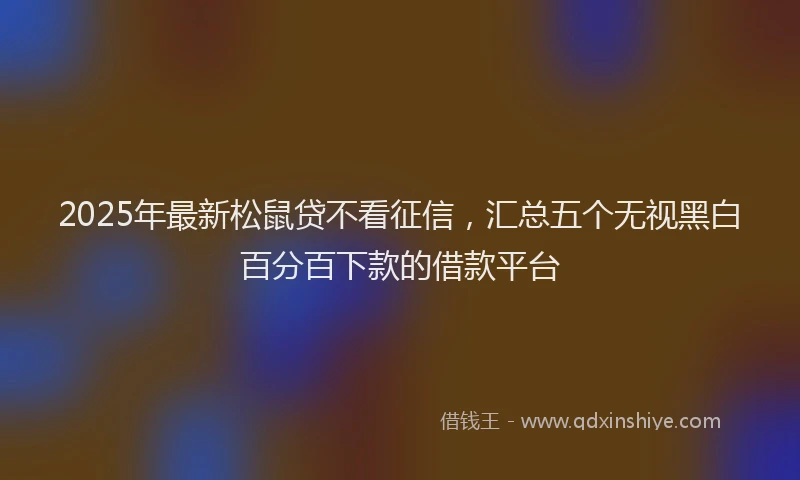 2025年最新松鼠贷不看征信，汇总五个无视黑白百分百下款的借款平台