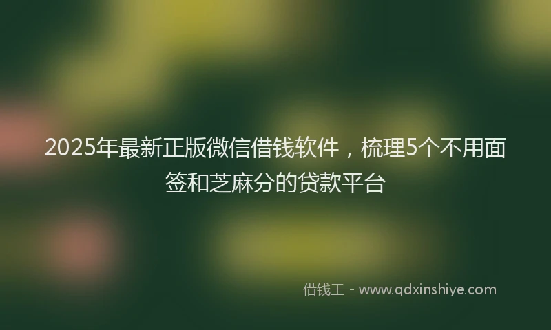 2025年最新正版微信借钱软件，梳理5个不用面签和芝麻分的贷款平台