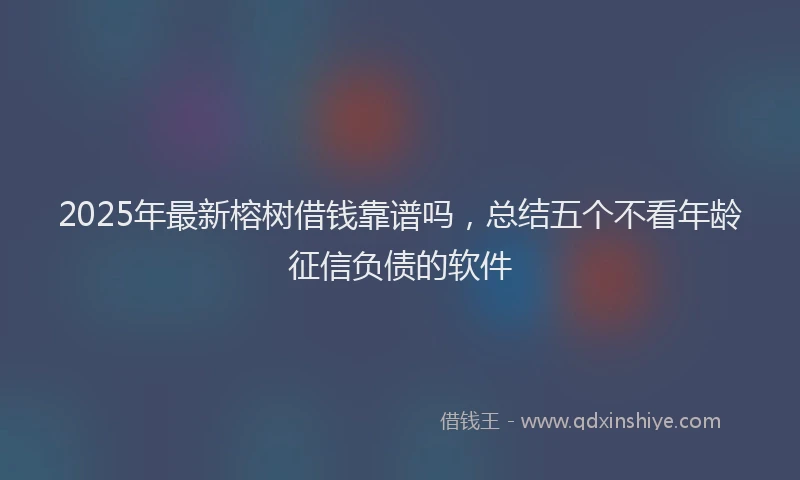 2025年最新榕树借钱靠谱吗，总结五个不看年龄征信负债的软件
