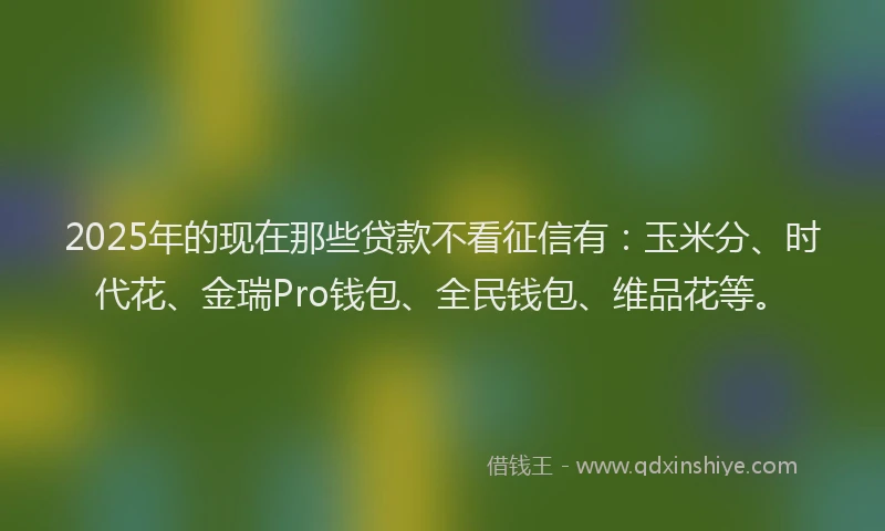 2025年的现在那些贷款不看征信有：玉米分、时代花、金瑞Pro钱包、全民钱包、维品花等。