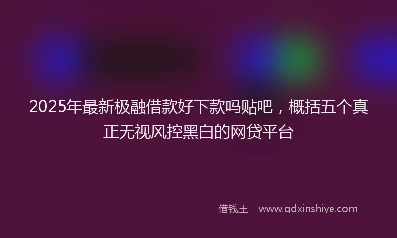 2025年最新极融借款好下款吗贴吧，概括五个真正无视风控黑白的网贷平台