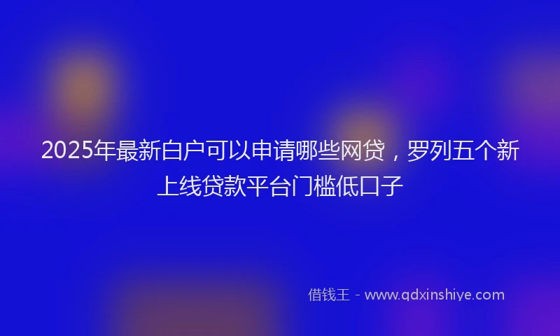 2025年最新白户可以申请哪些网贷，罗列五个新上线贷款平台门槛低口子