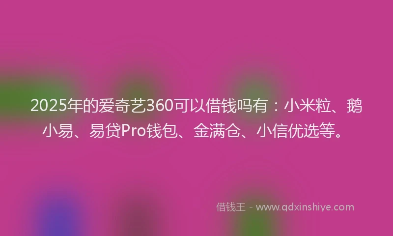 2025年的爱奇艺360可以借钱吗有：小米粒、鹅小易、易贷Pro钱包、金满仓、小信优选等。