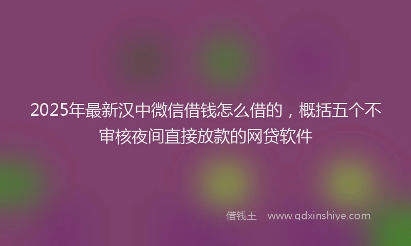 2025年最新汉中微信借钱怎么借的，概括五个不审核夜间直接放款的网贷软件