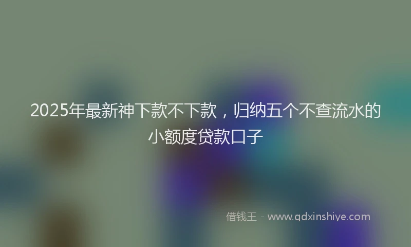 2025年最新神下款不下款，归纳五个不查流水的小额度贷款口子