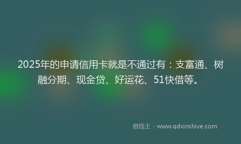 2025年的申请信用卡就是不通过有：支富通、树融分期、现金贷、好运花、51快借等。