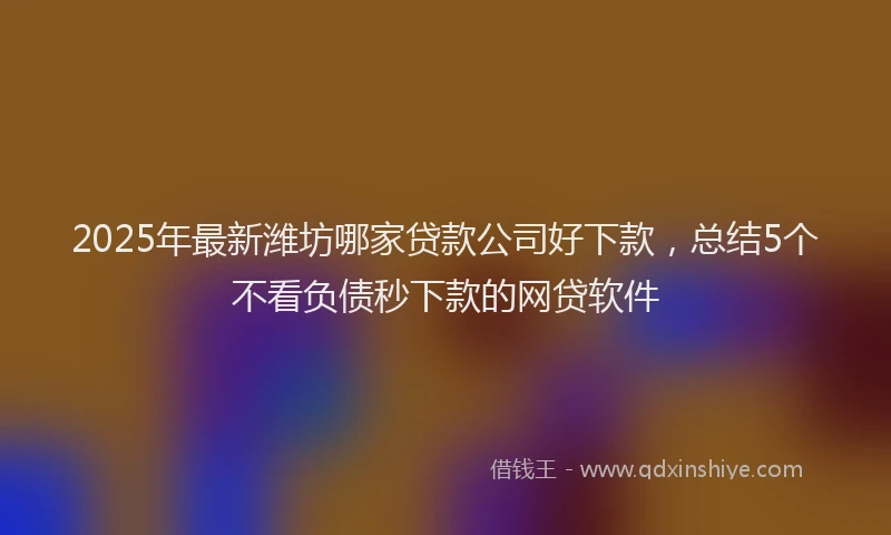 2025年最新潍坊哪家贷款公司好下款，总结5个不看负债秒下款的网贷软件