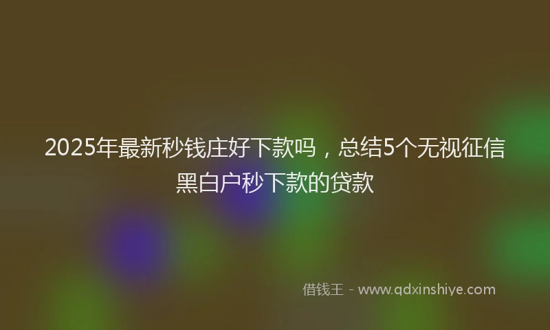 2025年最新秒钱庄好下款吗，总结5个无视征信黑白户秒下款的贷款