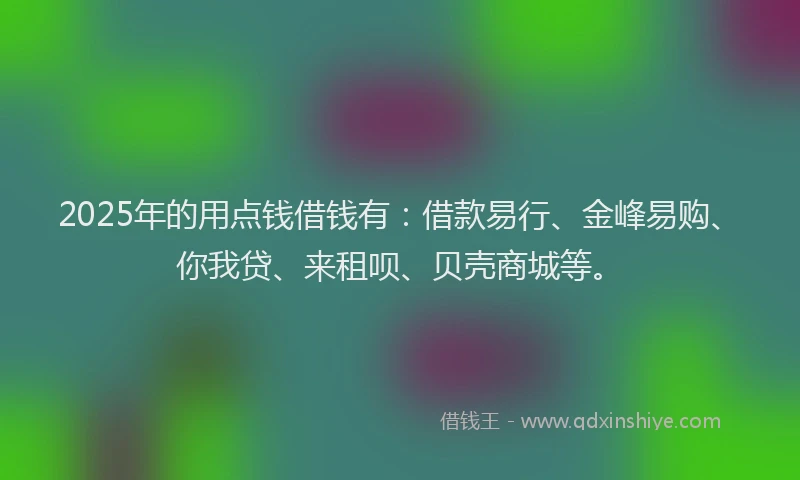 2025年的用点钱借钱有：借款易行、金峰易购、你我贷、来租呗、贝壳商城等。