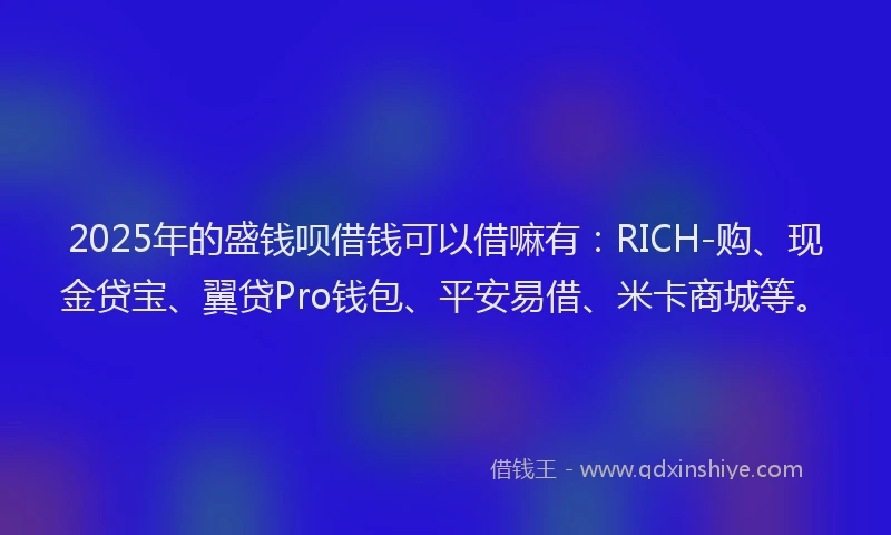2025年的盛钱呗借钱可以借嘛有：RICH-购、现金贷宝、翼贷Pro钱包、平安易借、米卡商城等。