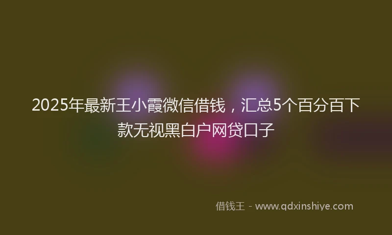 2025年最新王小霞微信借钱，汇总5个百分百下款无视黑白户网贷口子