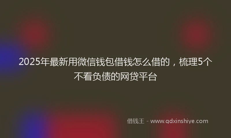 2025年最新用微信钱包借钱怎么借的，梳理5个不看负债的网贷平台