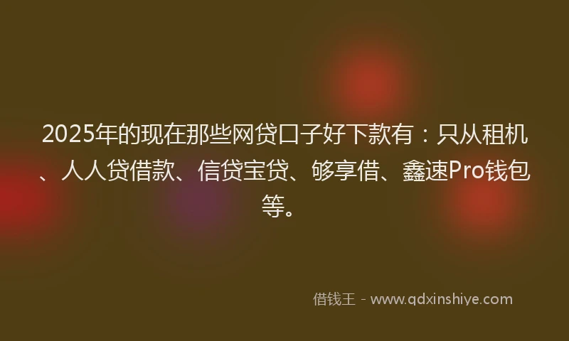 2025年的现在那些网贷口子好下款有：只从租机、人人贷借款、信贷宝贷、够享借、鑫速Pro钱包等。