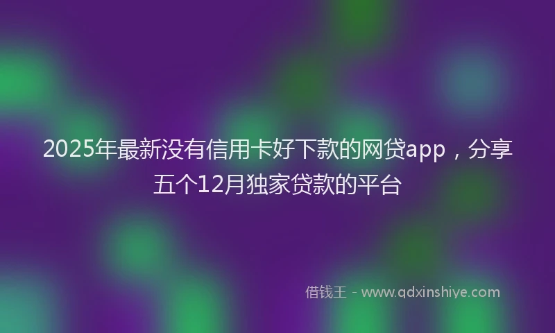 2025年最新没有信用卡好下款的网贷app，分享五个12月独家贷款的平台