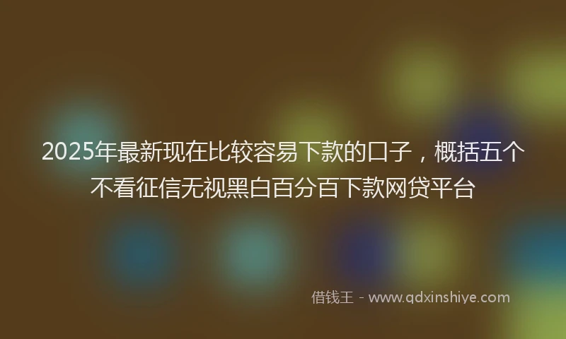 2025年最新现在比较容易下款的口子，概括五个不看征信无视黑白百分百下款网贷平台
