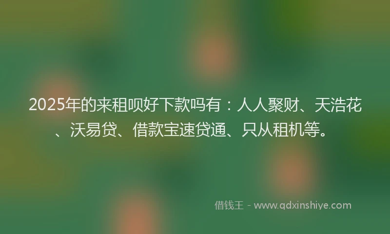 2025年的来租呗好下款吗有：人人聚财、天浩花、沃易贷、借款宝速贷通、只从租机等。