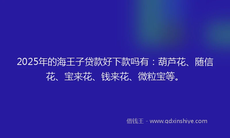 2025年的海王子贷款好下款吗有：葫芦花、随信花、宝来花、钱来花、微粒宝等。