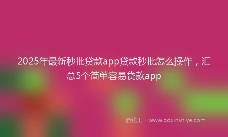 2025年最新秒批贷款app贷款秒批怎么操作，汇总5个简单容易贷款app