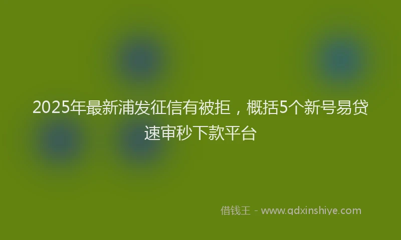 2025年最新浦发征信有被拒,概括5个新号易贷速审秒下款平台