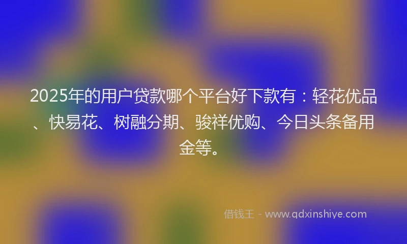 2025年的用户贷款哪个平台好下款有：轻花优品、快易花、树融分期、骏祥优购、今日头条备用金等。