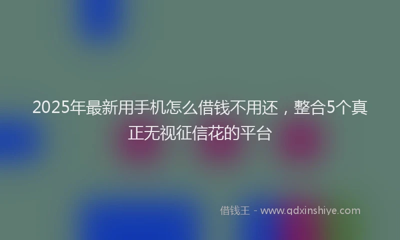 2025年最新用手机怎么借钱不用还，整合5个真正无视征信花的平台