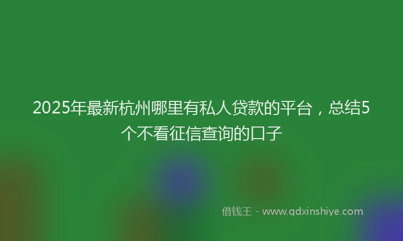 2025年最新杭州哪里有私人贷款的平台，总结5个不看征信查询的口子