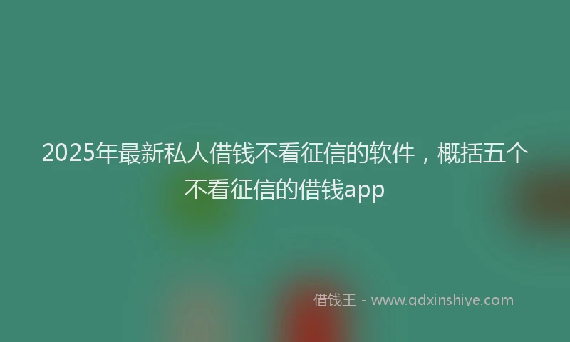 2025年最新私人借钱不看征信的软件，概括五个不看征信的借钱app