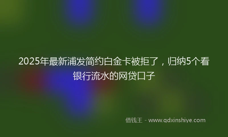 2025年最新浦发简约白金卡被拒了，归纳5个看银行流水的网贷口子