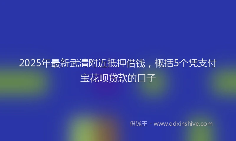 2025年最新武清附近抵押借钱，概括5个凭支付宝花呗贷款的口子