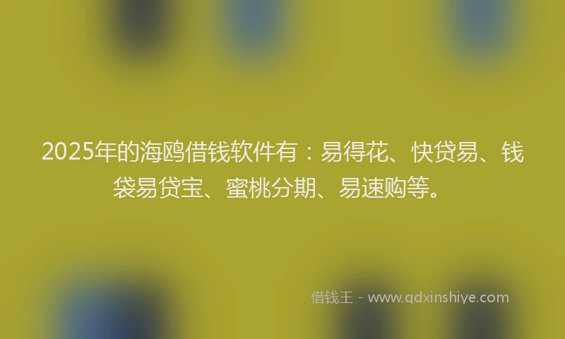 2025年的海鸥借钱软件有:易得花、快贷易、钱袋易贷宝、蜜桃分期、易速购等。
