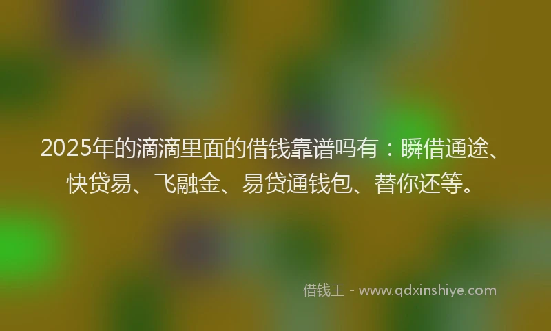 2025年的滴滴里面的借钱靠谱吗有：瞬借通途、快贷易、飞融金、易贷通钱包、替你还等。