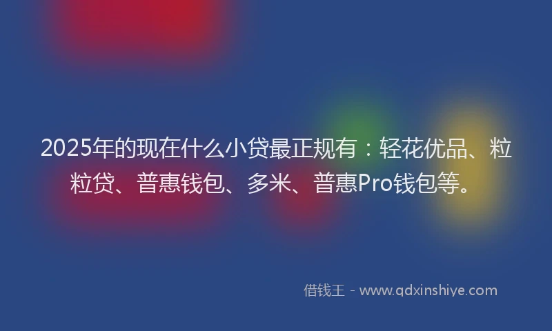 2025年的现在什么小贷最正规有：轻花优品、粒粒贷、普惠钱包、多米、普惠Pro钱包等。