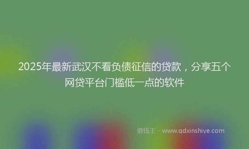2025年最新武汉不看负债征信的贷款，分享五个网贷平台门槛低一点的软件