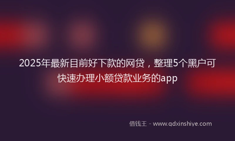 2025年最新目前好下款的网贷，整理5个黑户可快速办理小额贷款业务的app