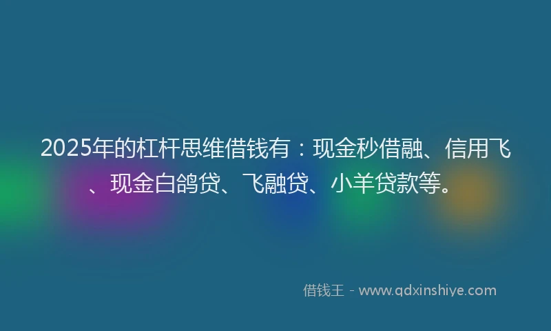 2025年的杠杆思维借钱有：现金秒借融、信用飞、现金白鸽贷、飞融贷、小羊贷款等。