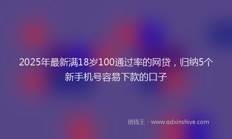 2025年最新满18岁100通过率的网贷，归纳5个新手机号容易下款的口子