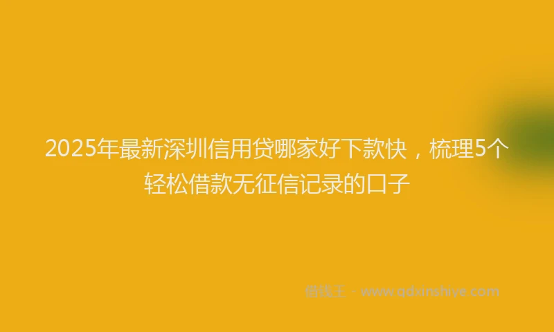 2025年最新深圳信用贷哪家好下款快，梳理5个轻松借款无征信记录的口子