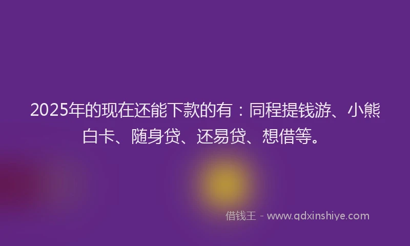 2025年的现在还能下款的有：同程提钱游、小熊白卡、随身贷、还易贷、想借等。