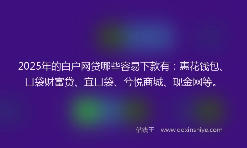 2025年的白户网贷哪些容易下款有：惠花钱包、口袋财富贷、宜口袋、兮悦商城、现金网等。