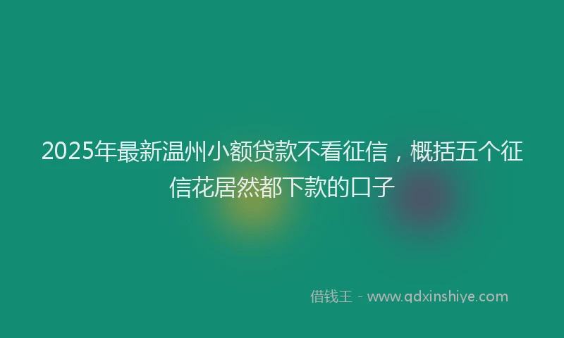 2025年最新温州小额贷款不看征信，概括五个征信花居然都下款的口子