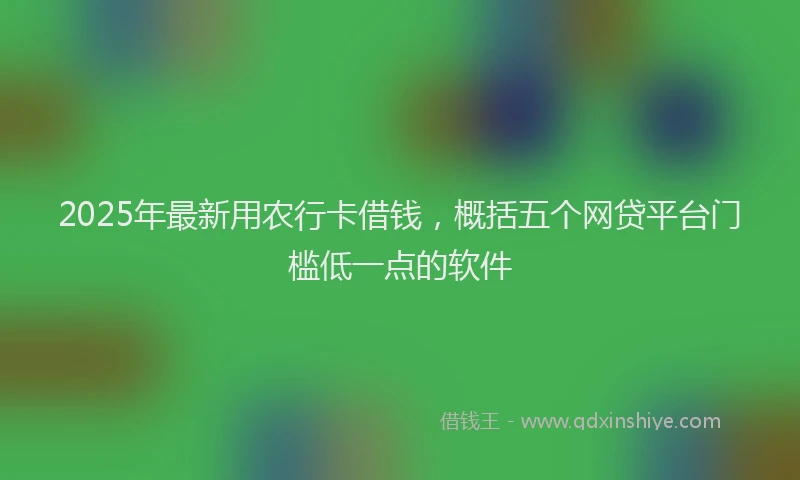 2025年最新用农行卡借钱，概括五个网贷平台门槛低一点的软件