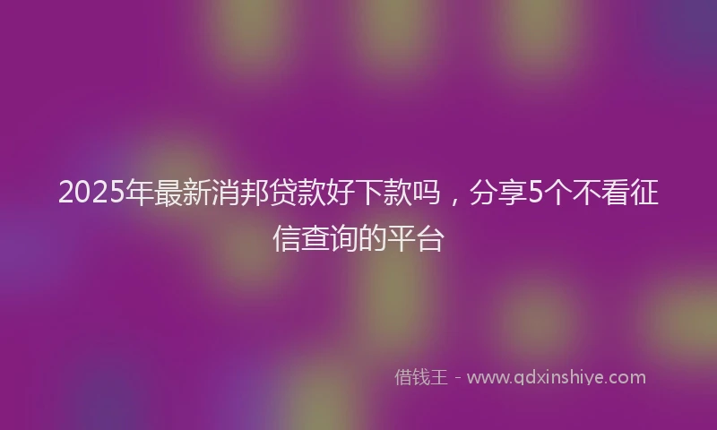 2025年最新消邦贷款好下款吗，分享5个不看征信查询的平台