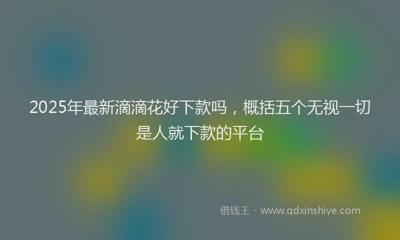 2025年最新滴滴花好下款吗，概括五个无视一切是人就下款的平台